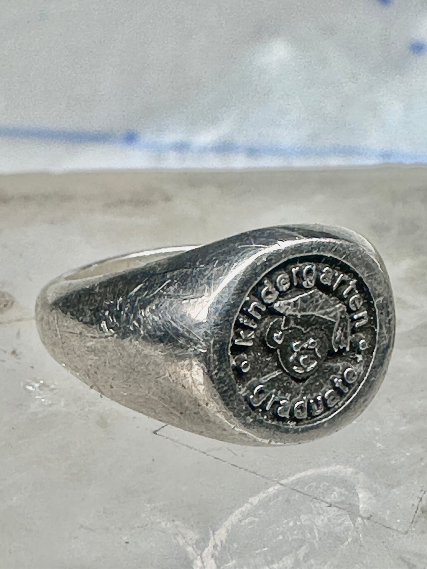 Kindergarten graduate ring children band size 3.50 sterling silver boys girl