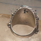 Navajo ring turquoise coral  leaves feathers size 10 sterling silver women men