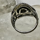 Face ring Art Deco Floral Size  8.75 Sterling Silver women