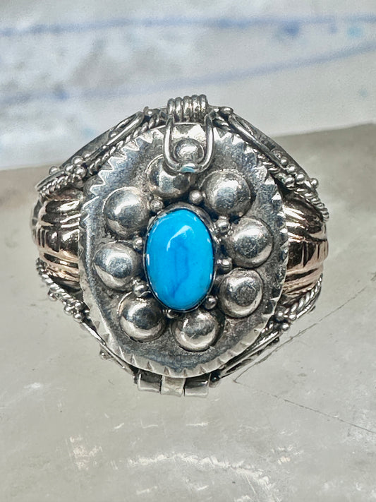 Poison ring turquoise boho band size 8.25 sterling silver women