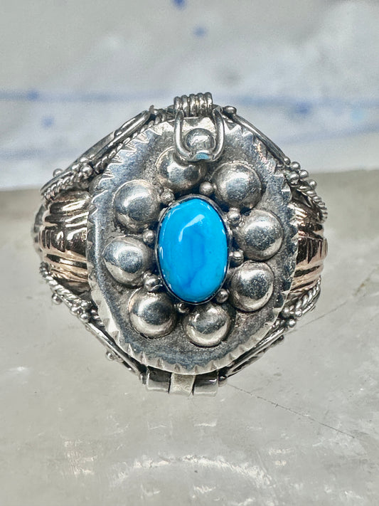 Poison ring turquoise boho band size 8.25 sterling silver women