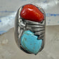 Navajo ring size 12.50 turquoise coral band sterling silver women men