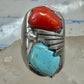 Navajo ring size 12.50 turquoise coral band sterling silver women men