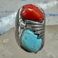Navajo ring size 12.50 turquoise coral band sterling silver women men