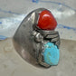 Navajo ring size 12.50 turquoise coral band sterling silver women men