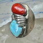 Navajo ring size 12.50 turquoise coral band sterling silver women men