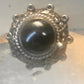 Vintage poison ring Mexico onyx boho adj band size 8 Sterling silver women