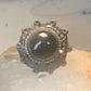 Vintage poison ring Mexico onyx boho adj band size 8 Sterling silver women