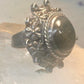 Vintage poison ring Mexico onyx boho adj band size 8 Sterling silver women