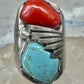 Navajo ring size 12.50 turquoise coral band sterling silver women men