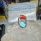 Navajo ring size 12.50 turquoise coral band sterling silver women men