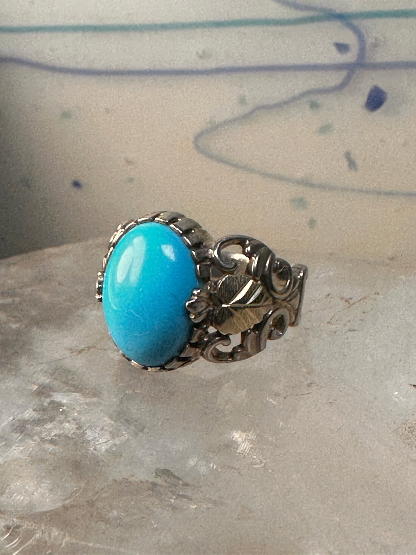 Black Hills Gold ring Turquoise band  size 5.75 sterling silver women girls