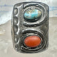 Navajo ring size 10.75 turquoise coral band cowboy sterling silver women men