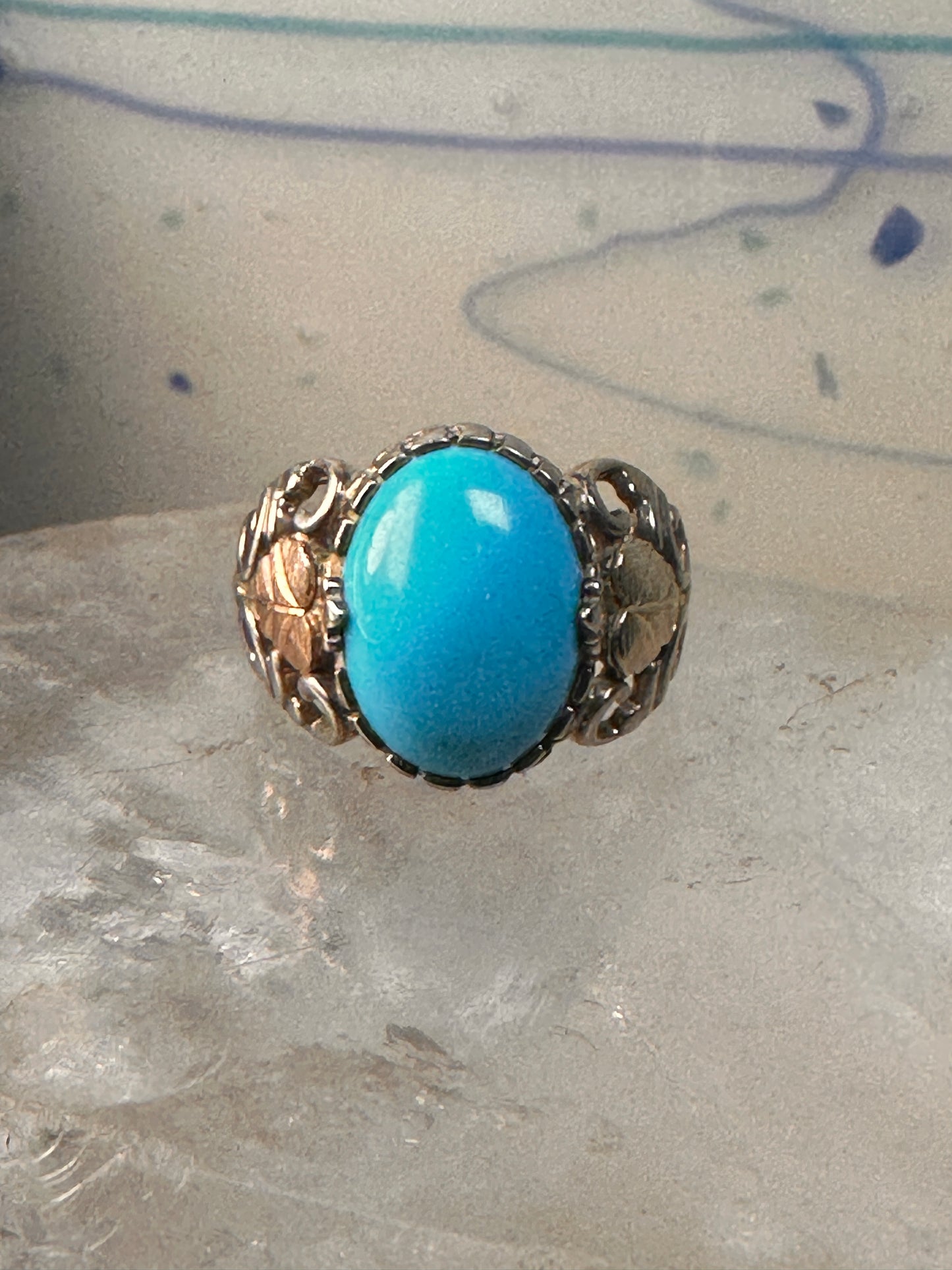 Black Hills Gold ring Turquoise band  size 5.75 sterling silver women girls