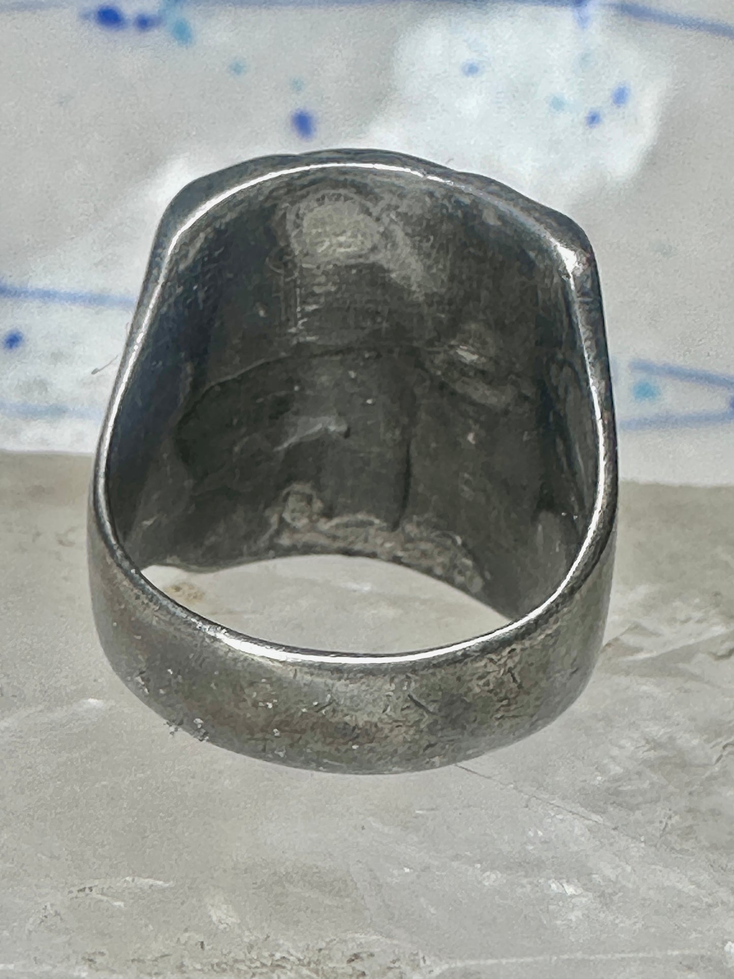 Navajo ring size 10.75 turquoise coral band cowboy sterling silver women men