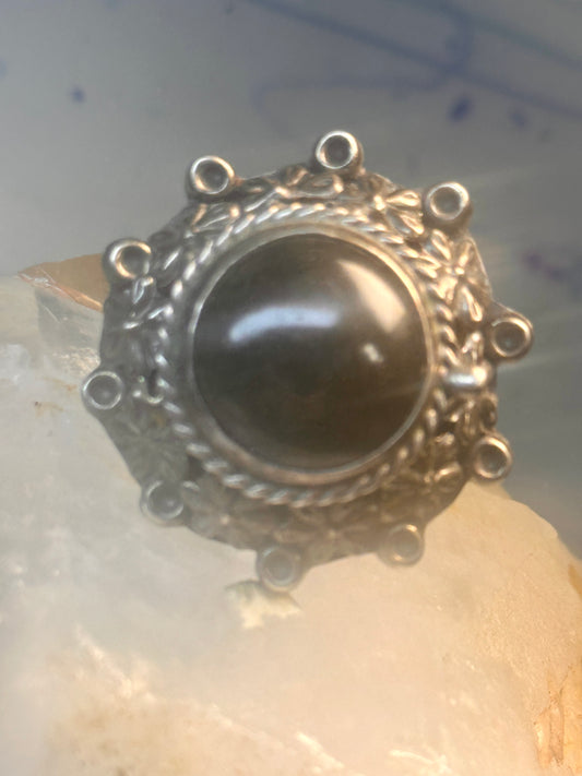 Vintage Mexican Sterling Silver Black Onyx Poison Locket Ring Size 8 - Adjustable Boho Band