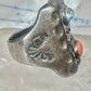 Navajo ring size 10.75 turquoise coral band cowboy sterling silver women men