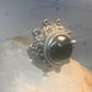 Vintage poison ring Mexico onyx boho adj band size 8 Sterling silver women