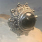 Vintage poison ring Mexico onyx boho adj band size 8 Sterling silver women