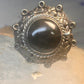 Vintage poison ring Mexico onyx boho adj band size 8 Sterling silver women