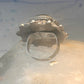 Vintage poison ring Mexico onyx boho adj band size 8 Sterling silver women