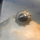 Vintage poison ring Mexico onyx boho adj band size 8 Sterling silver women