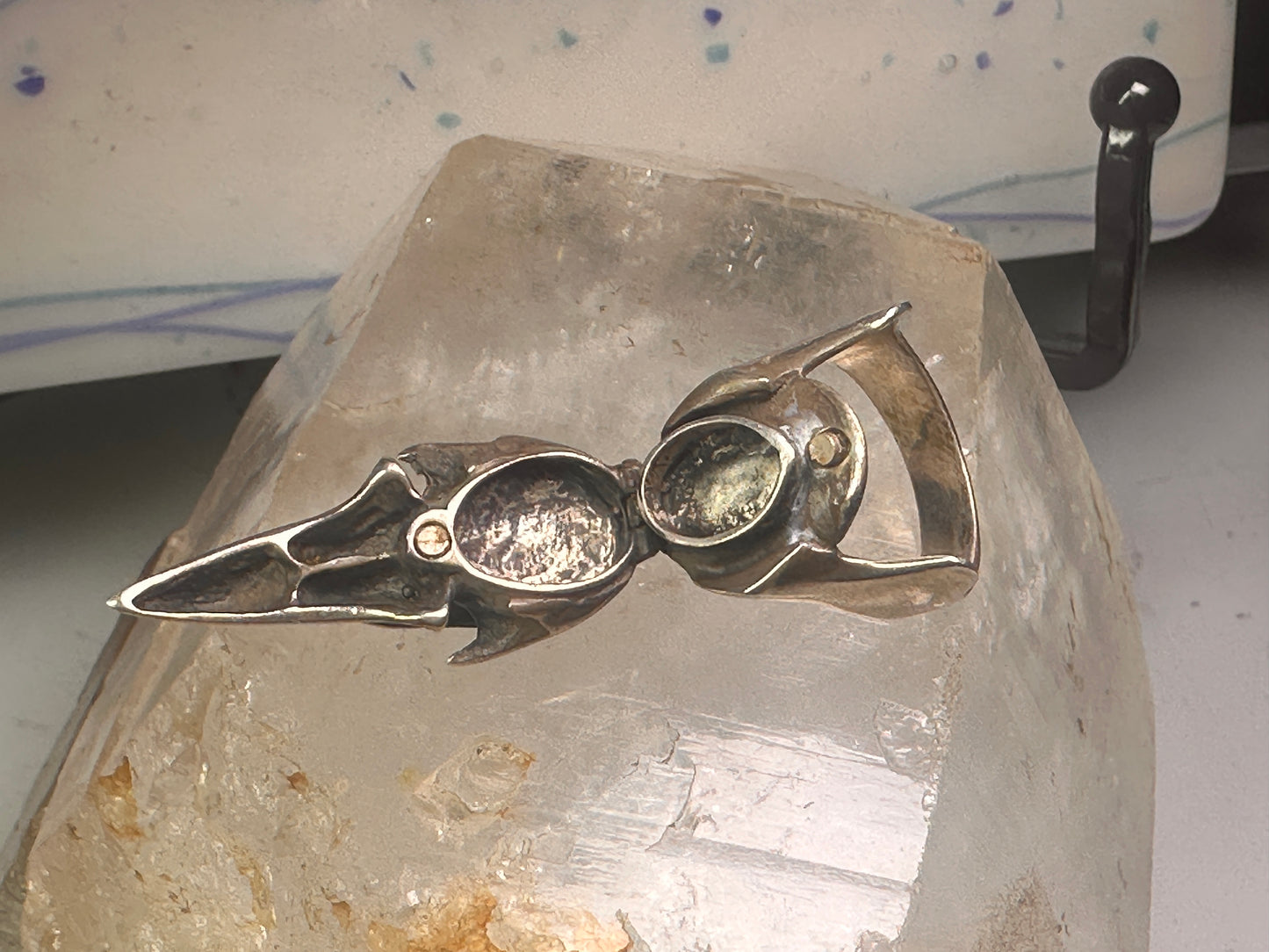 Raven ring bird skull poison size 10 sterling silver women men