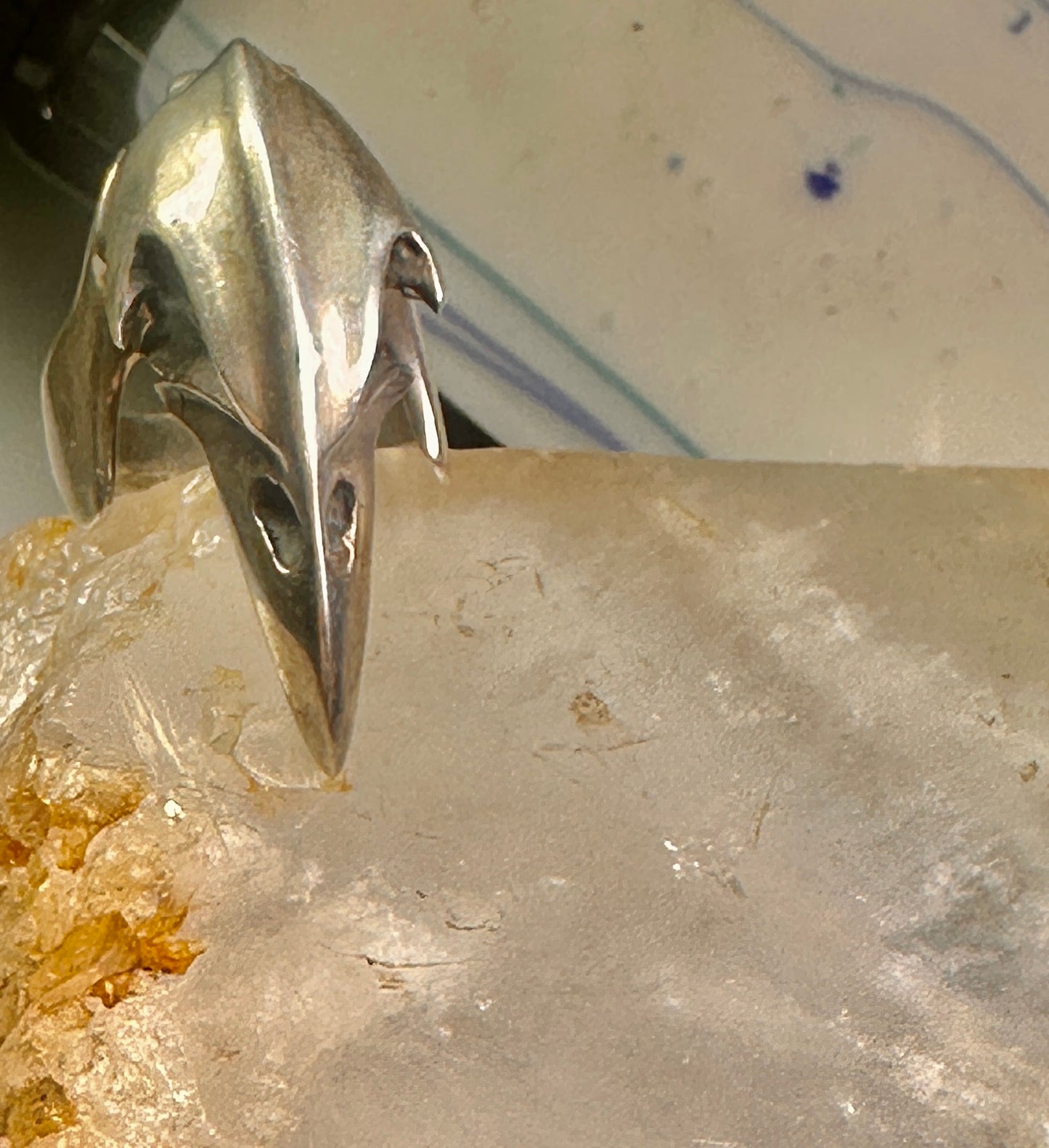 Raven ring bird skull poison size 10 sterling silver women men