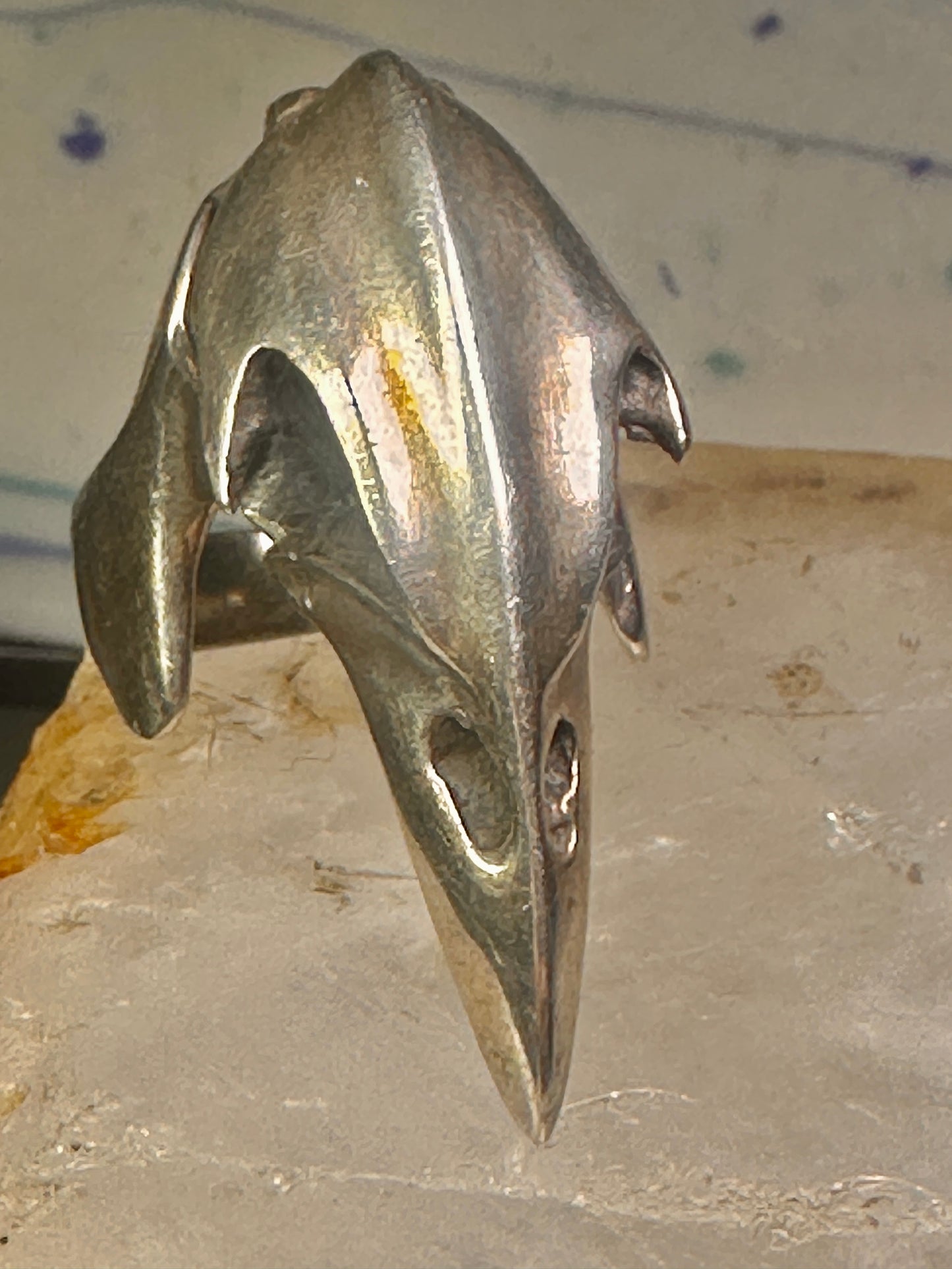 Raven ring bird skull poison size 10 sterling silver women men