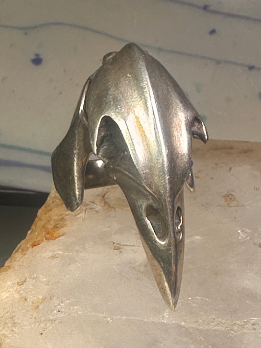 Raven ring bird skull poison size 10 sterling silver women men
