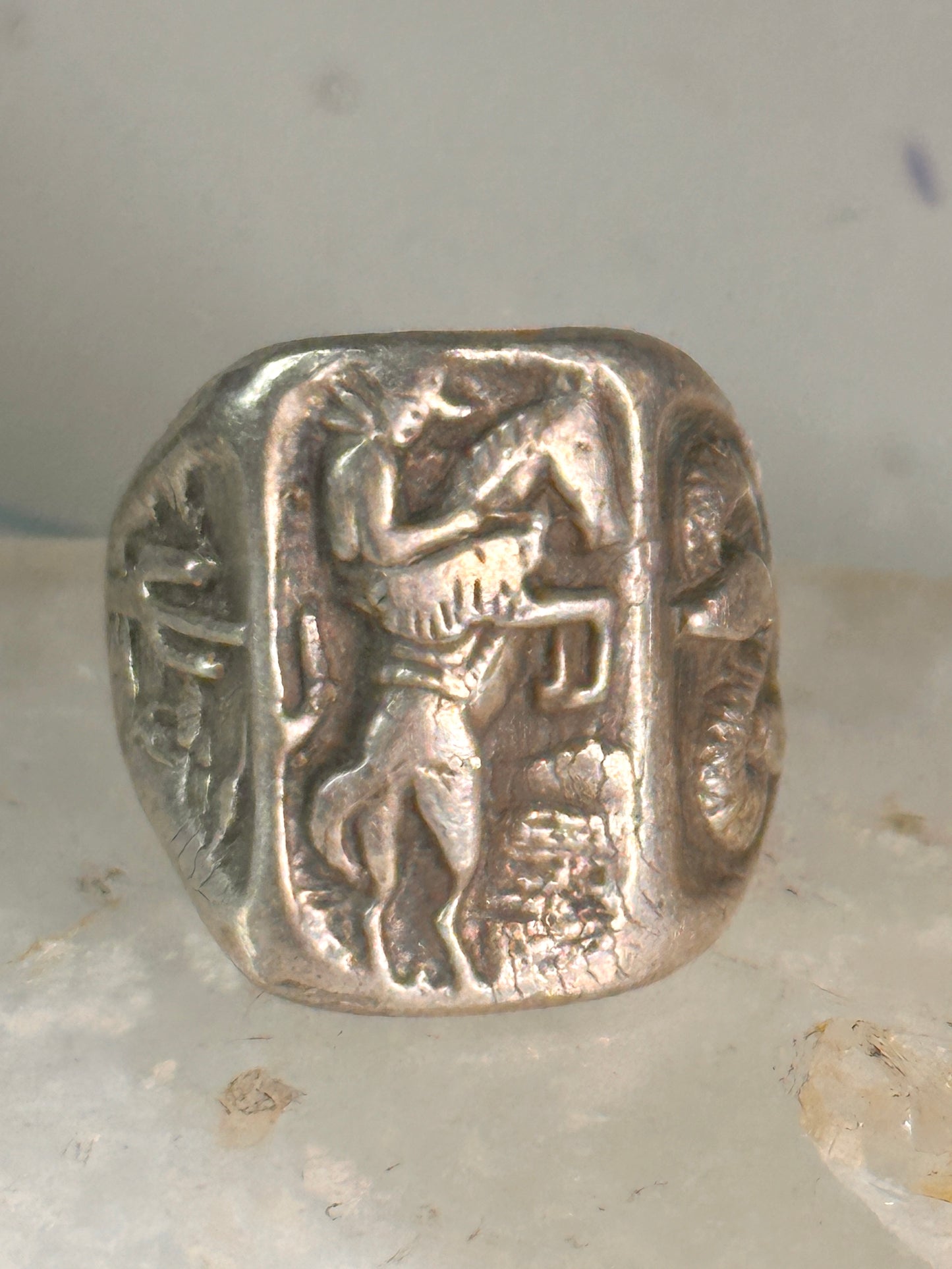 Bucking Bronco ring horse snake cactus Cowboy southwest band size 9 sterling silver women men