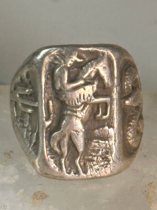 Bucking Bronco ring horse snake cactus Cowboy southwest band size 9 sterling silver women men