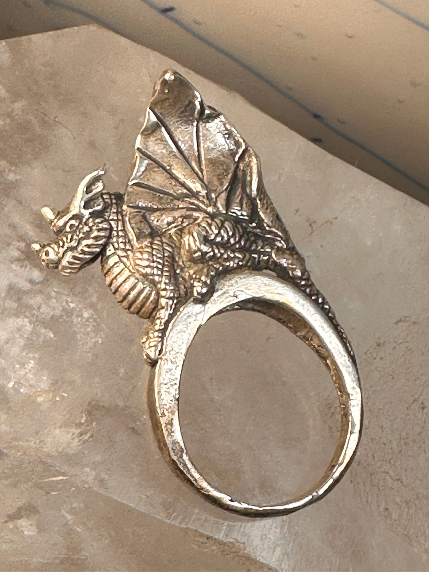 Dragon ring detailed band size 9.50 sterling silver women men