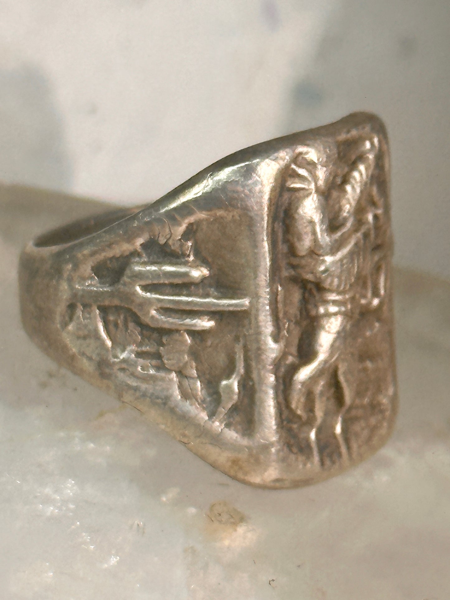 Bucking Bronco ring horse snake cactus Cowboy southwest band size 9 sterling silver women men