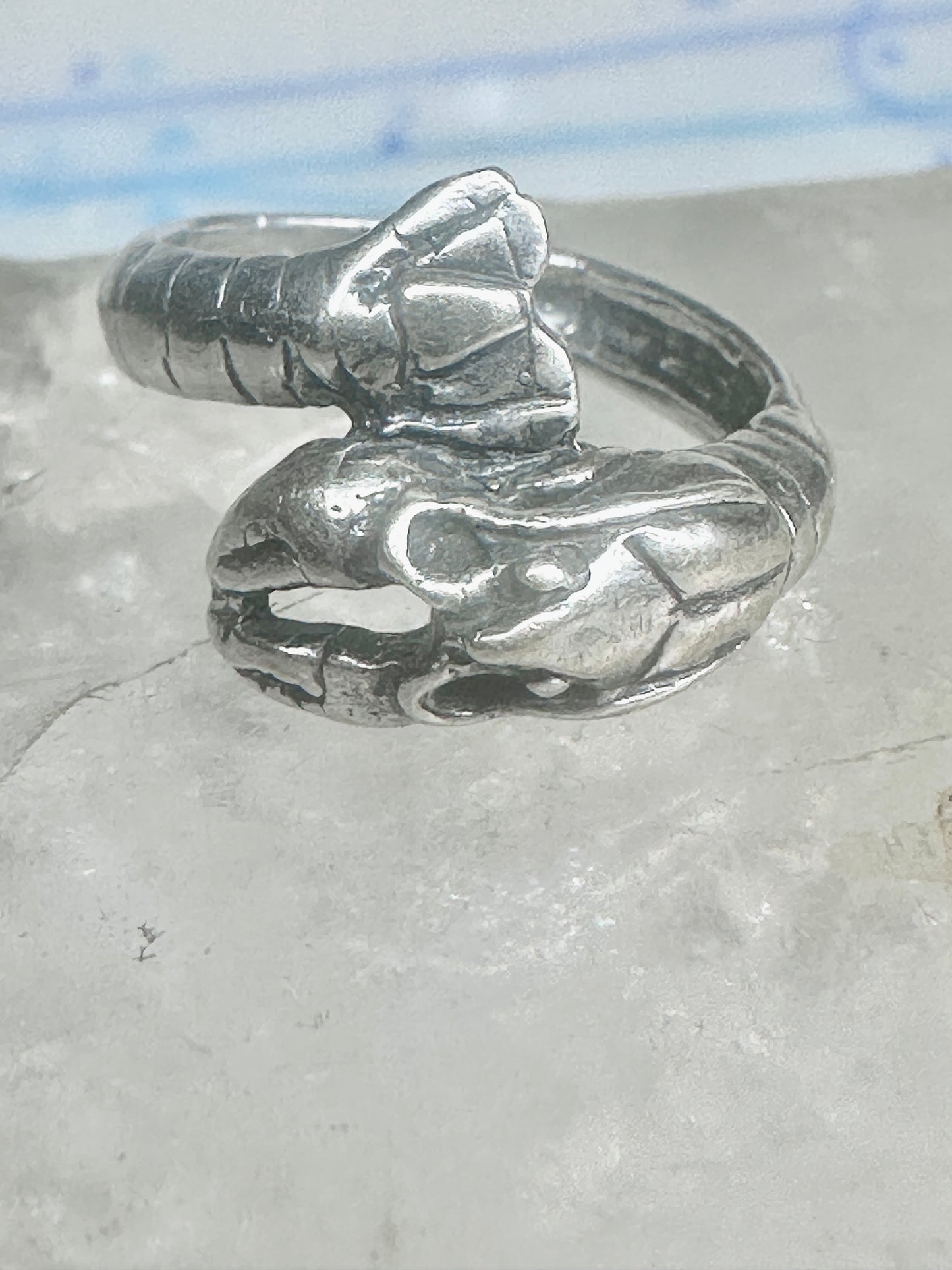Lobster ring size 5.25 turquoise coral band fishermen sterling silver women