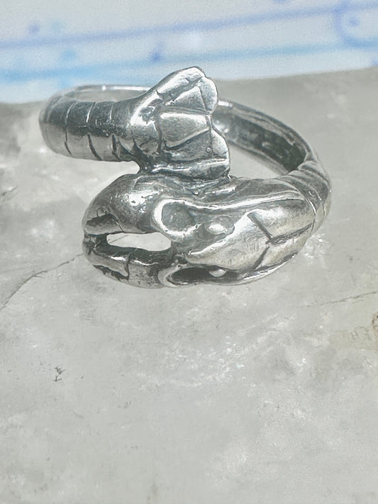 Lobster ring size 5.25 turquoise coral band fishermen sterling silver women