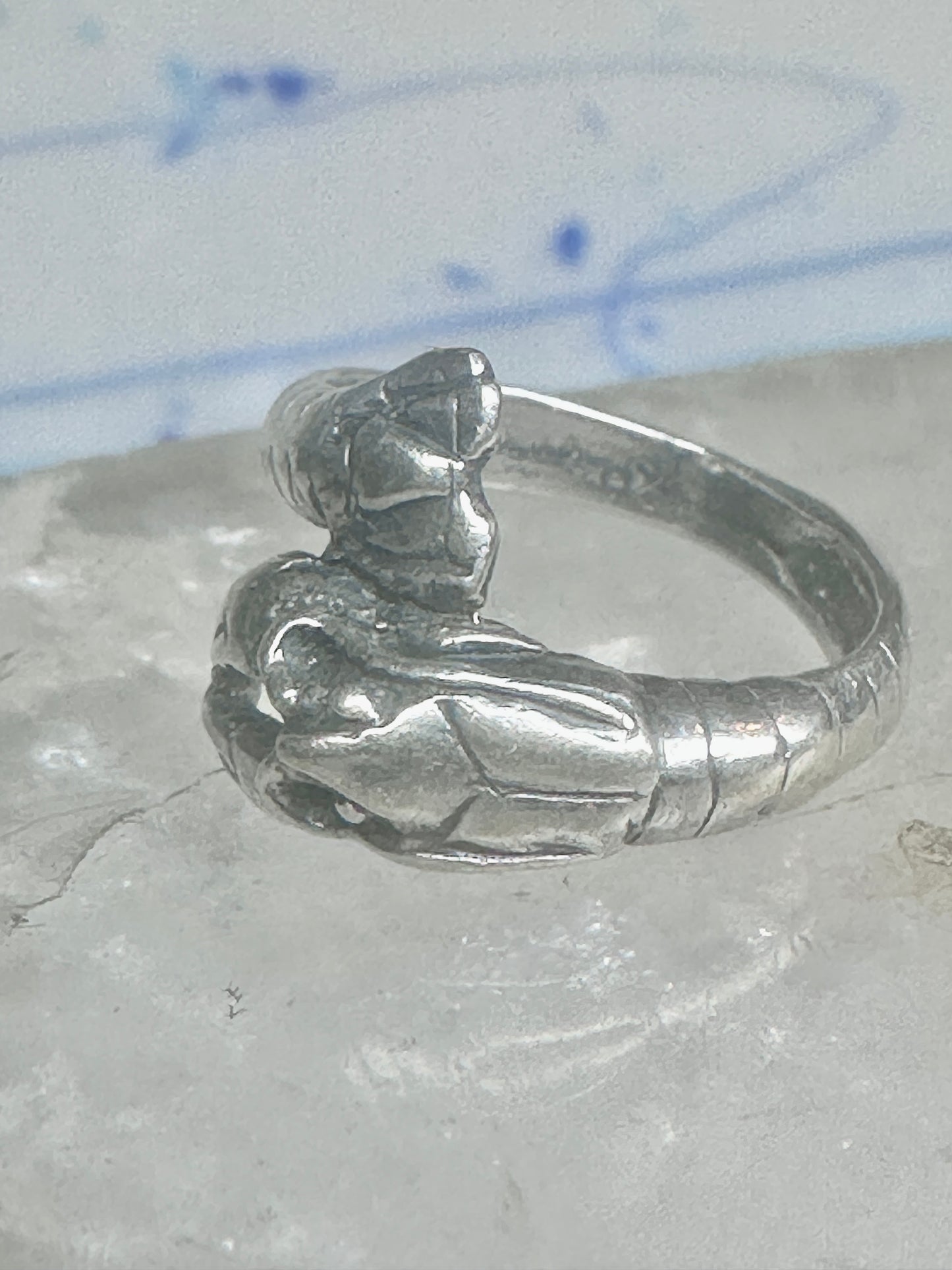 Lobster ring size 5.25 turquoise coral band fishermen sterling silver women