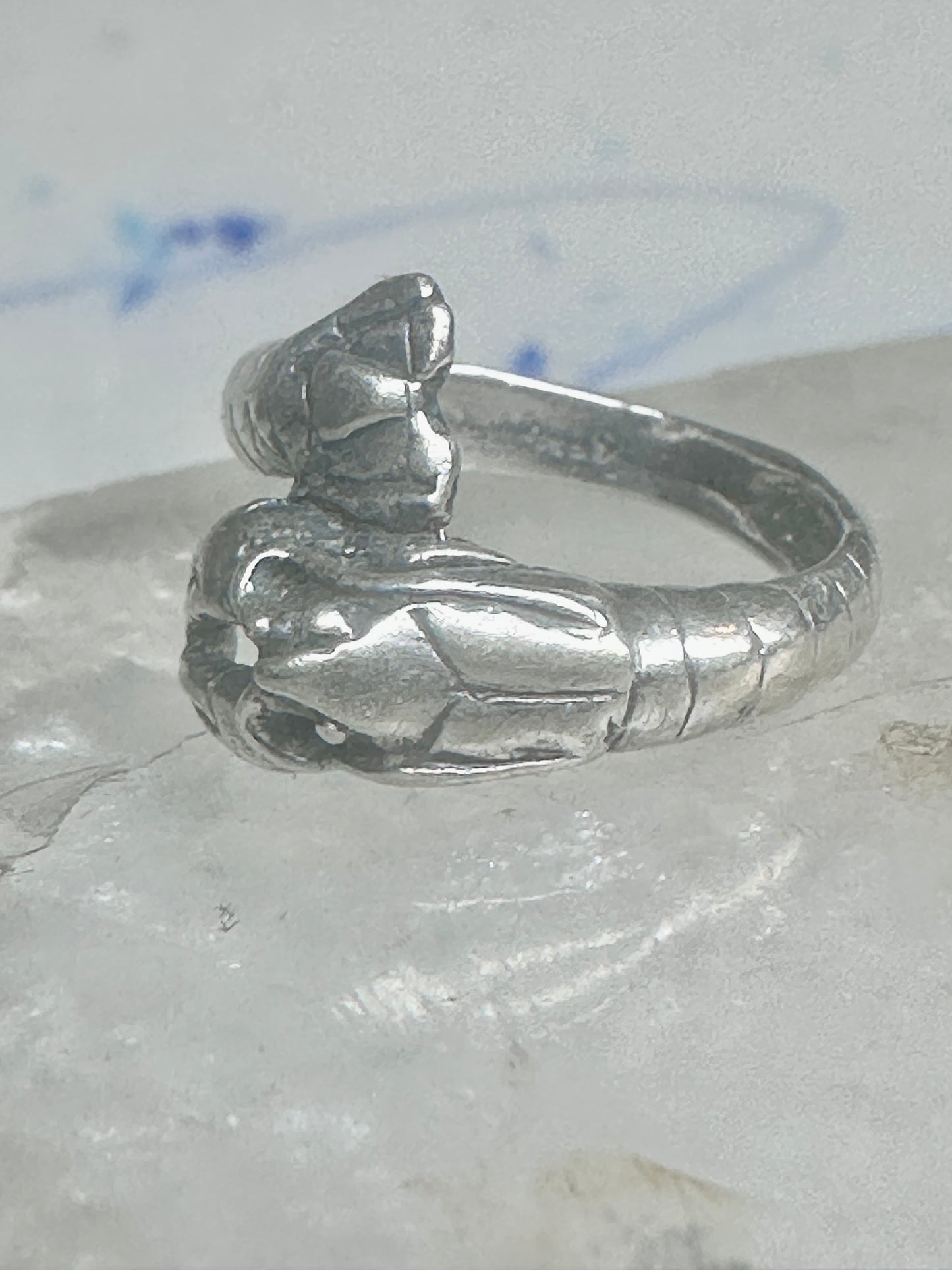 Lobster ring size 5.25 turquoise coral band fishermen sterling silver women