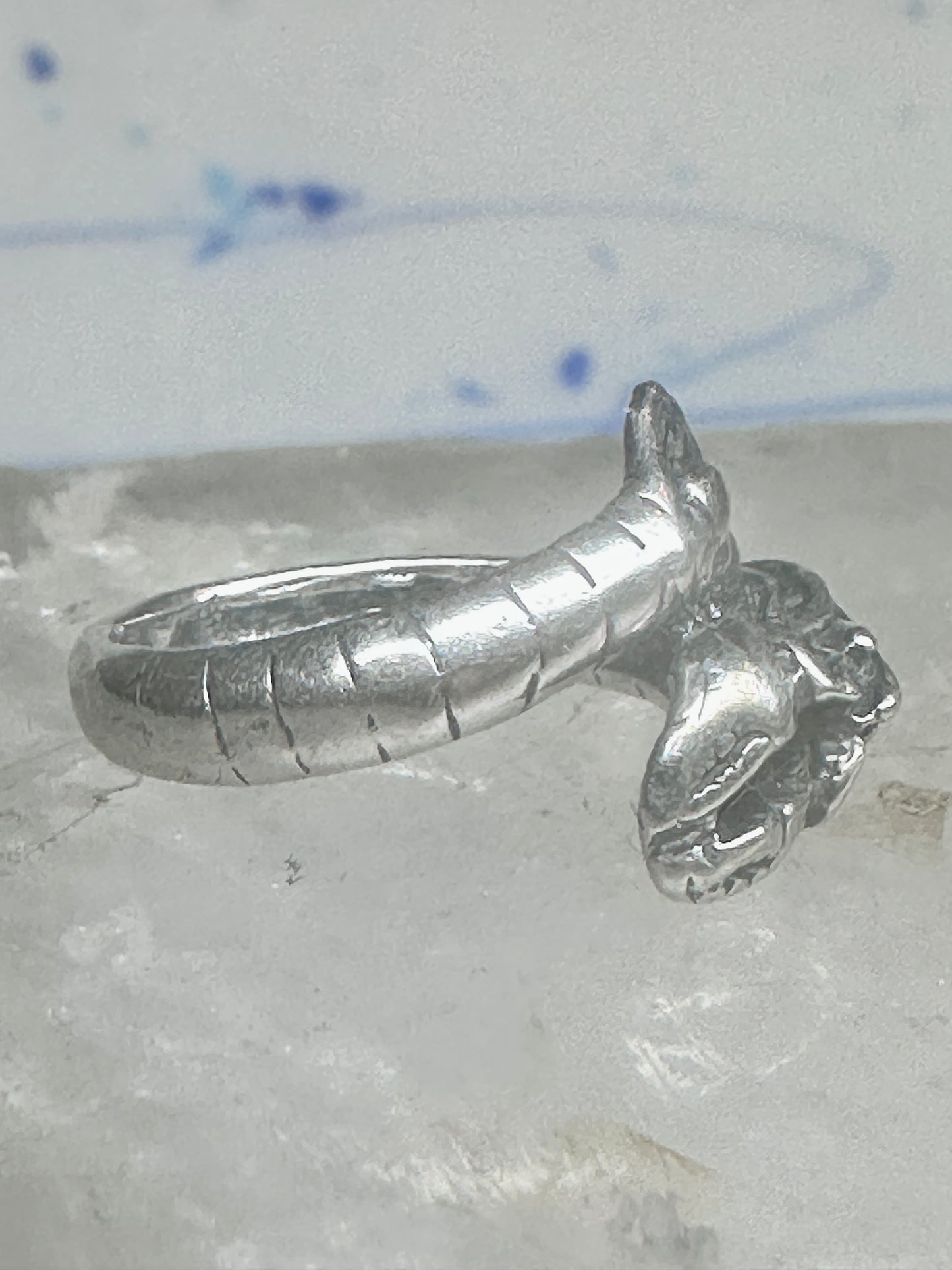 Lobster ring size 5.25 turquoise coral band fishermen sterling silver women