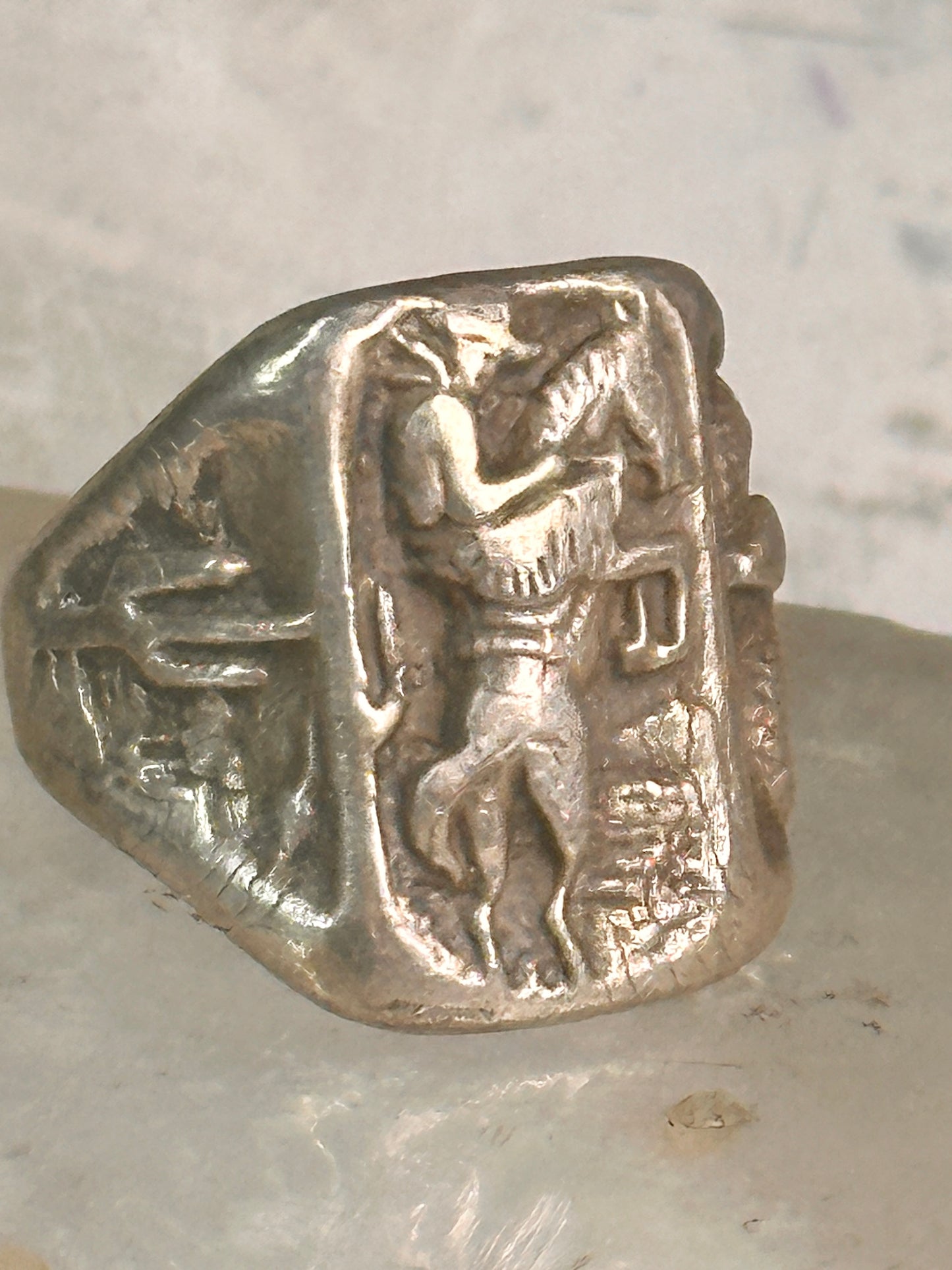 Bucking Bronco ring horse snake cactus Cowboy southwest band size 9 sterling silver women men