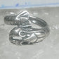 Lobster ring size 5.25 turquoise coral band fishermen sterling silver women