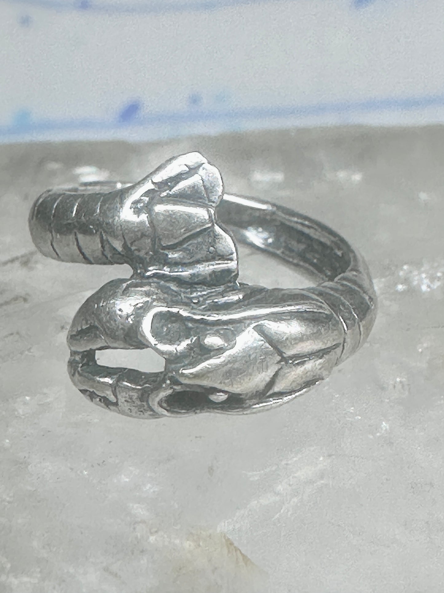 Lobster ring size 5.25 turquoise coral band fishermen sterling silver women