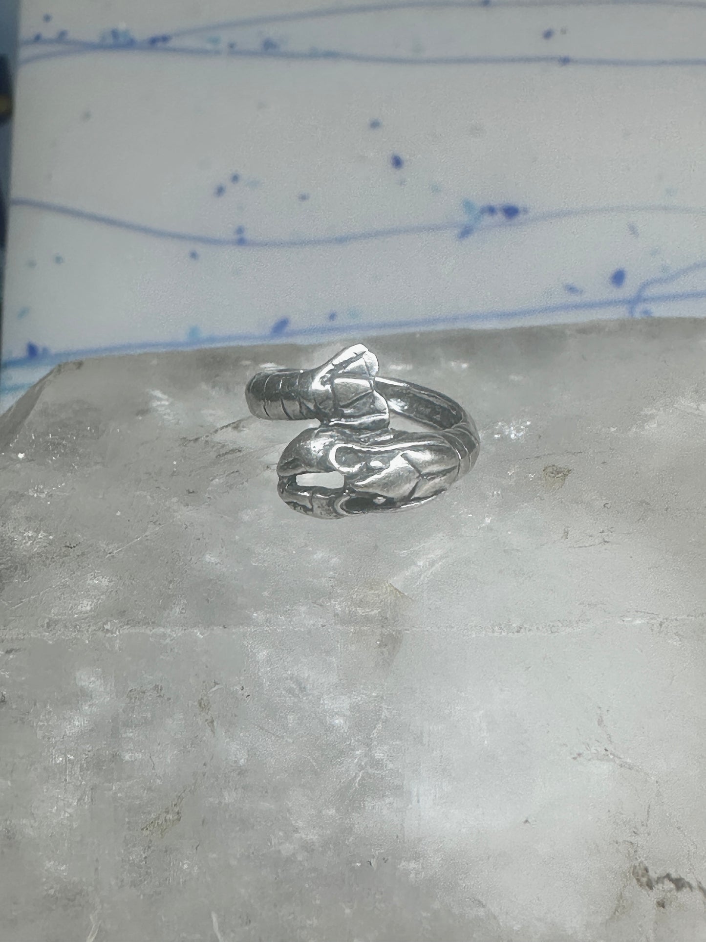 Lobster ring size 5.25 turquoise coral band fishermen sterling silver women