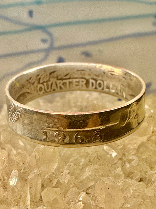 Quarter ring 1968 Liberty USA coin band Trench Art size 9 women men