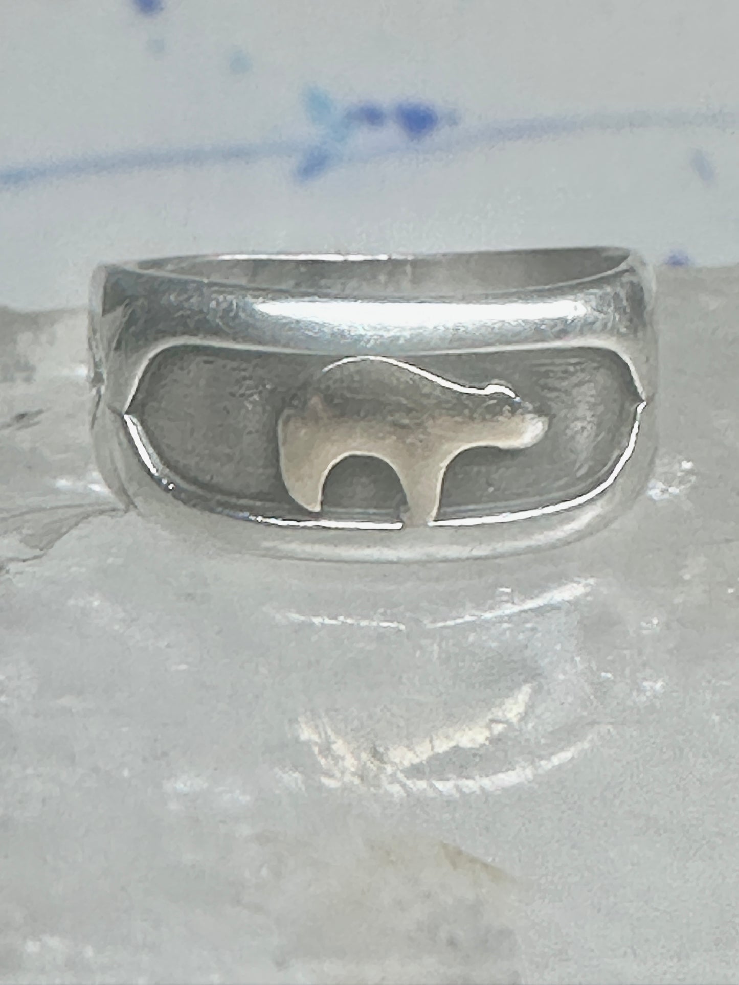 Bear ring size 6 TC Case band sterling silver 14K over the bear women men