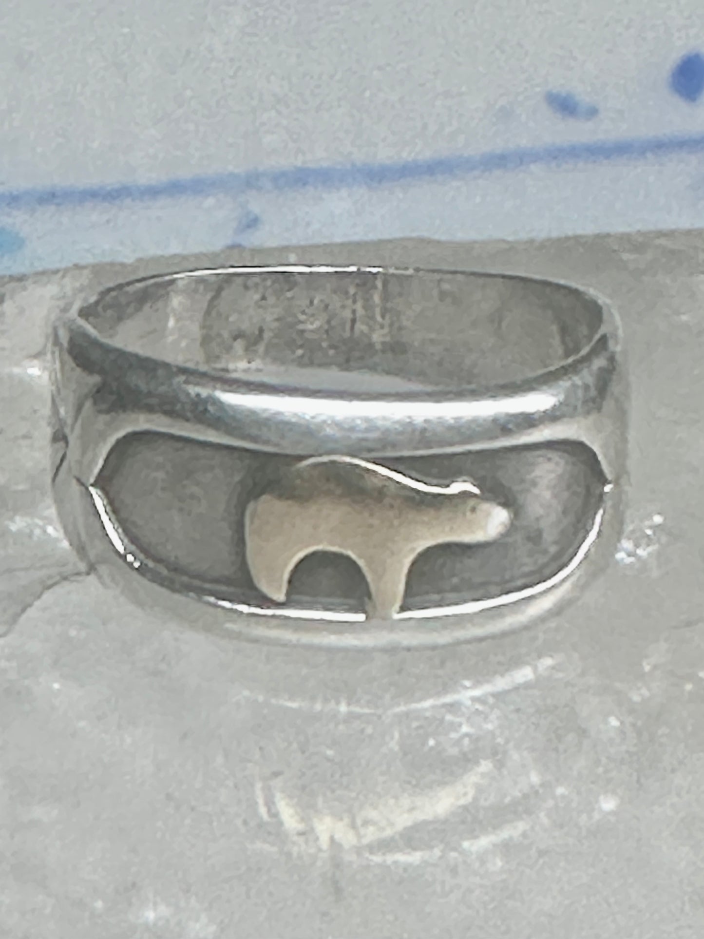 Bear ring size 6 TC Case band sterling silver 14K over the bear women men