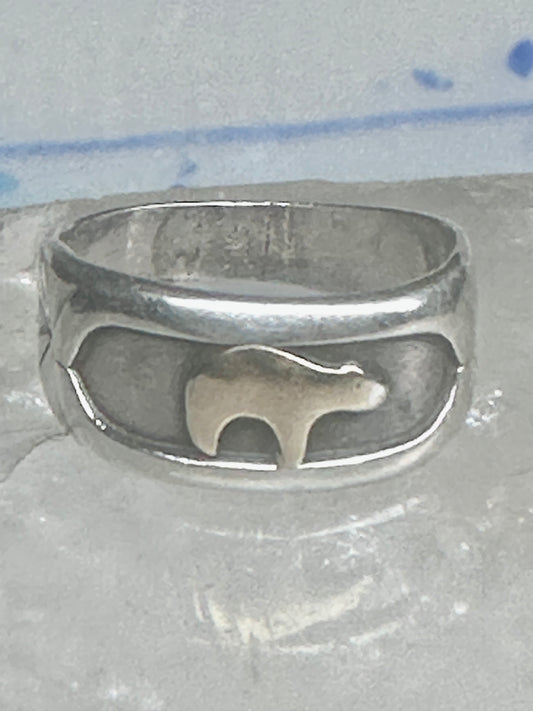 Bear ring size 6 TC Case band sterling silver 14K over the bear women men