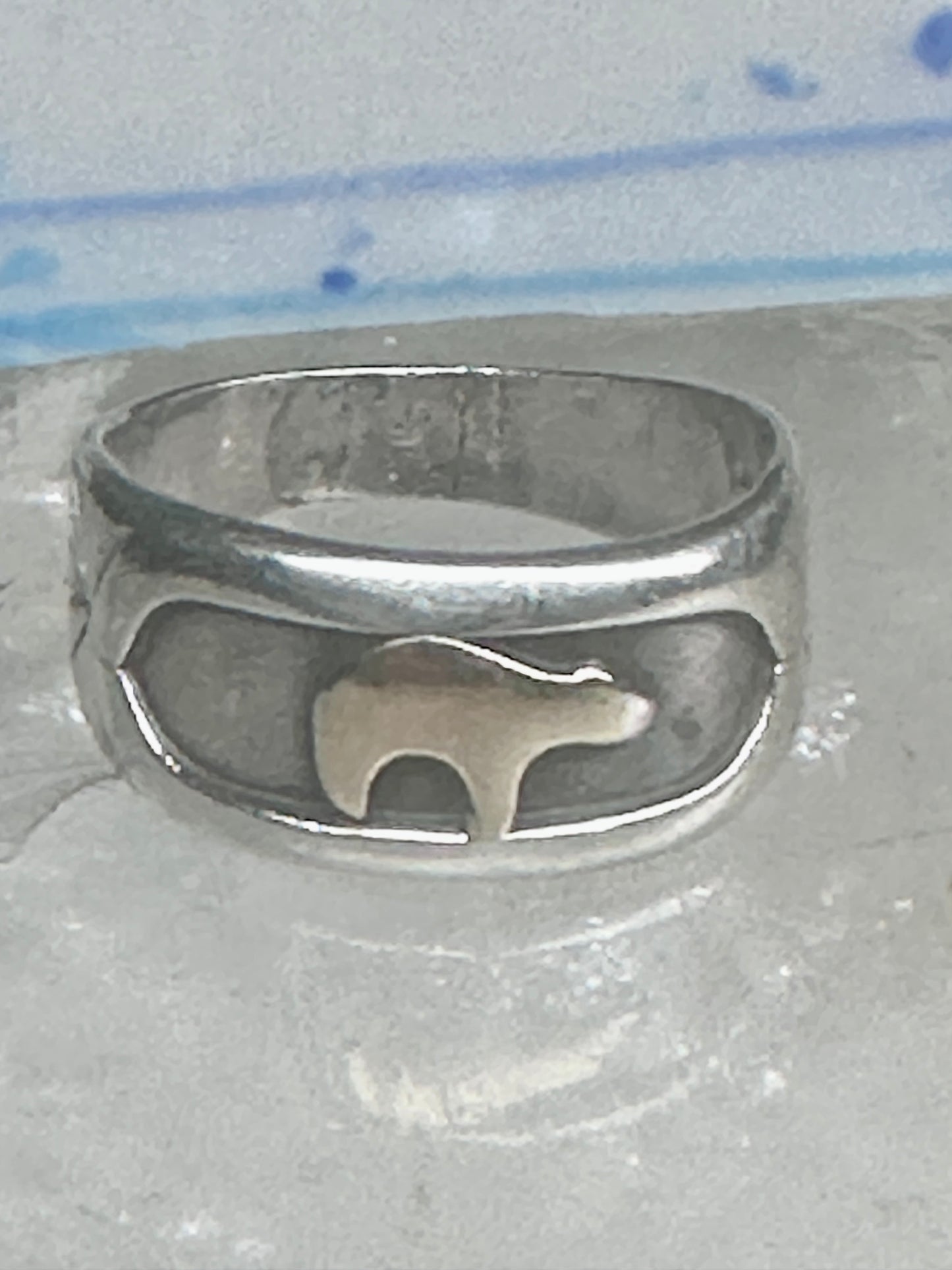 Bear ring size 6 TC Case band sterling silver 14K over the bear women men