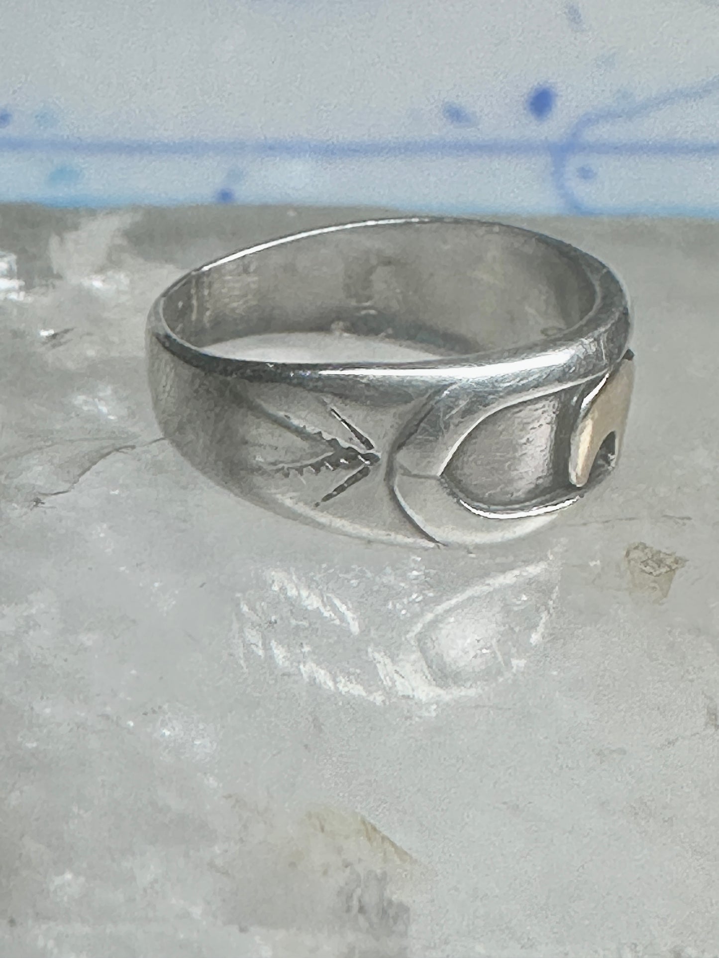 Bear ring size 6 TC Case band sterling silver 14K over the bear women men