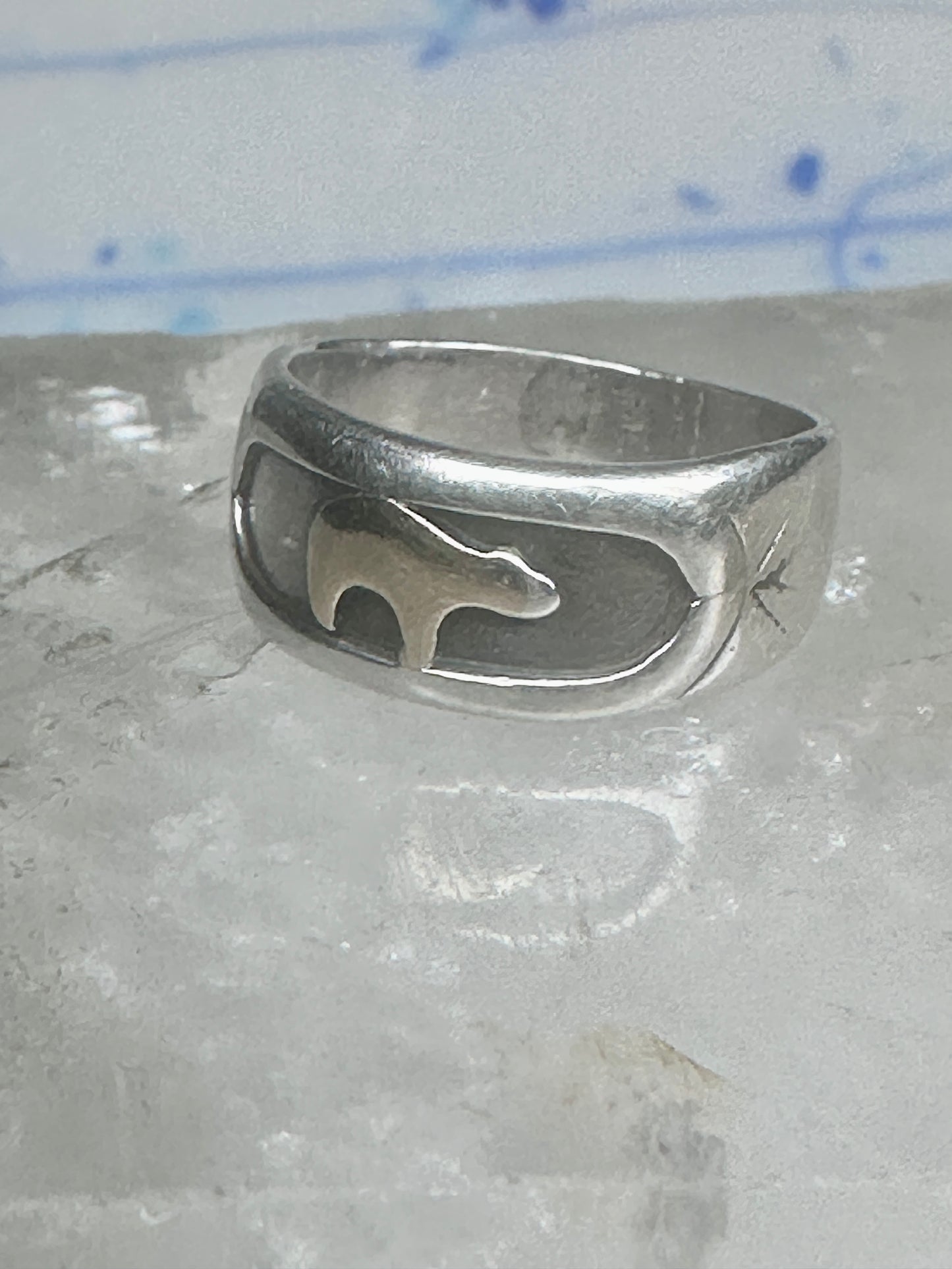 Bear ring size 6 TC Case band sterling silver 14K over the bear women men
